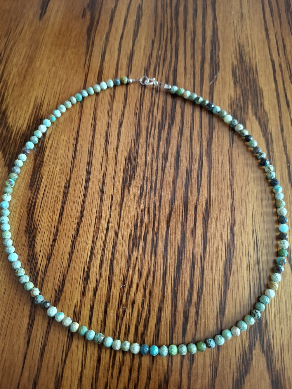 Anklet Hubei Turquoise Tiny Faceted Natural Stone Beads 9.5"